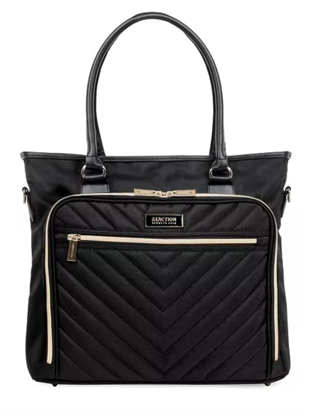 NWOT Reaction Kenneth Cole Black Chelsea Chevron Quilted Laptop Crossover Bag